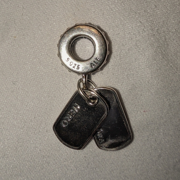Pandora "Hero" Dog Tag Dangle Charm - Picture 3 of 3